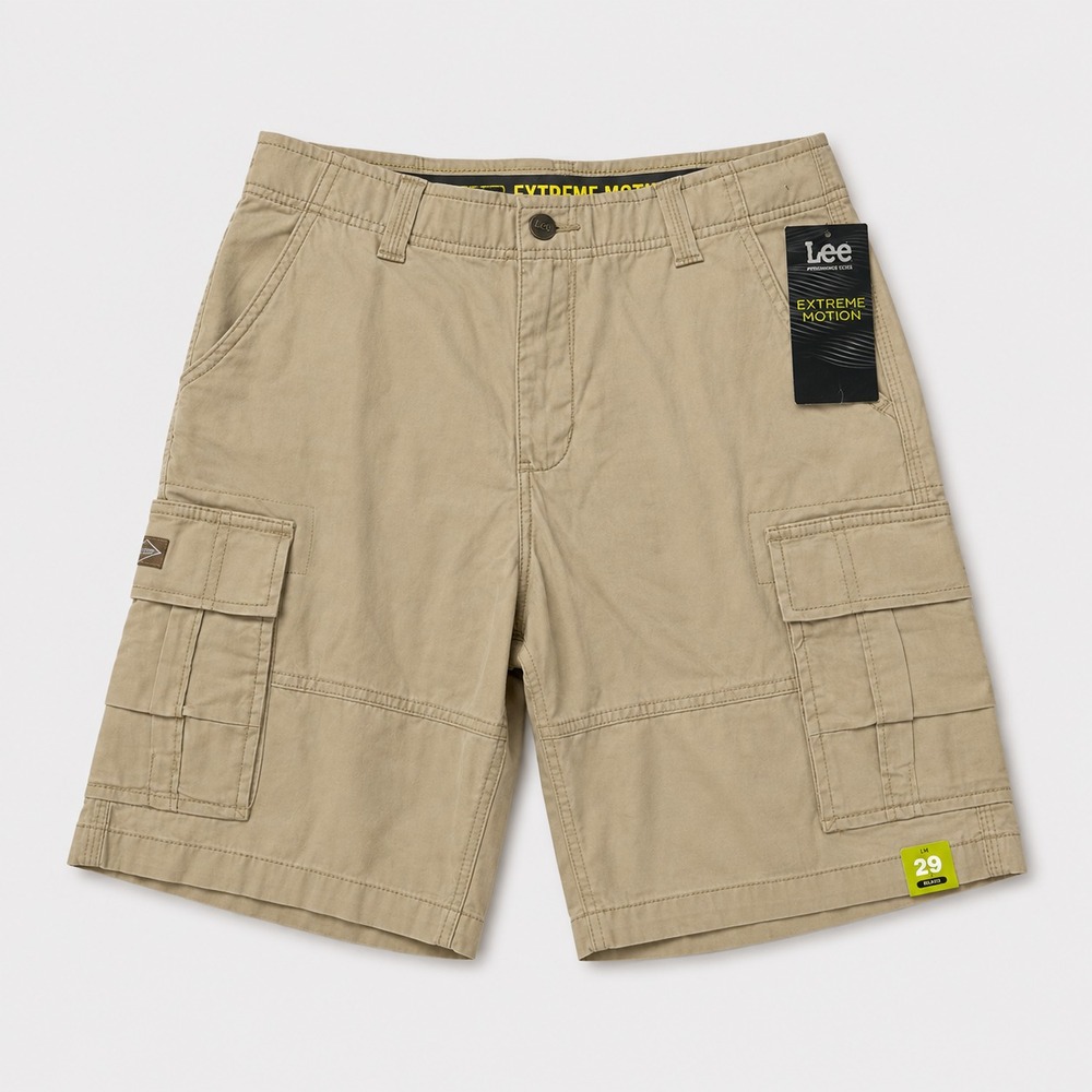 Lee Extreme Motion Mens 29 Cargo Shorts Khaki Stretch Flex Waist NWT